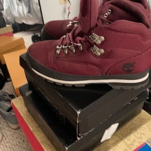 Timberland hiker boots.